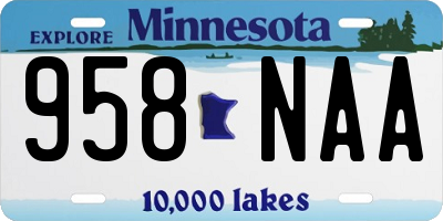 MN license plate 958NAA