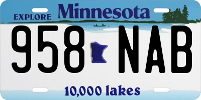 MN license plate 958NAB