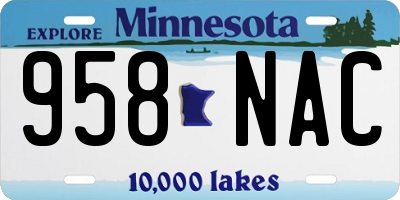 MN license plate 958NAC