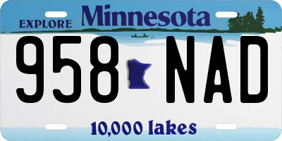 MN license plate 958NAD