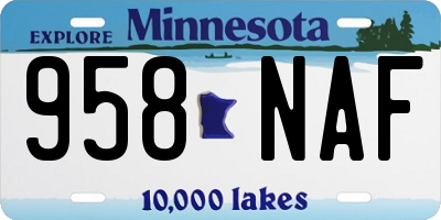 MN license plate 958NAF