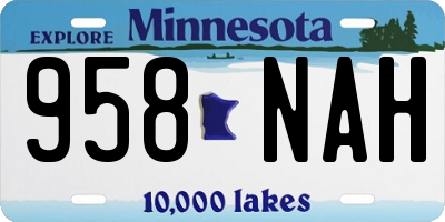 MN license plate 958NAH
