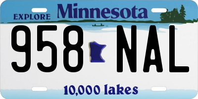 MN license plate 958NAL