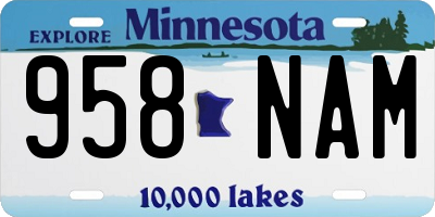 MN license plate 958NAM