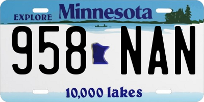 MN license plate 958NAN
