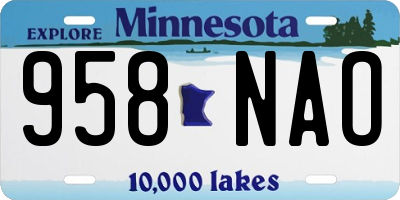 MN license plate 958NAO