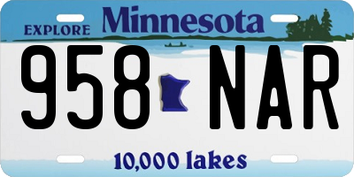 MN license plate 958NAR