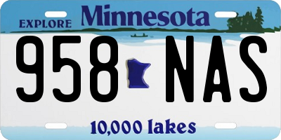 MN license plate 958NAS