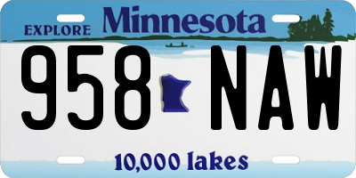 MN license plate 958NAW