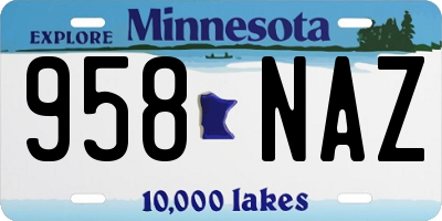 MN license plate 958NAZ