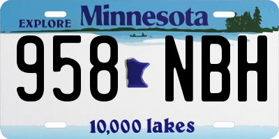 MN license plate 958NBH