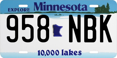 MN license plate 958NBK