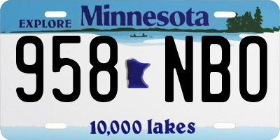 MN license plate 958NBO