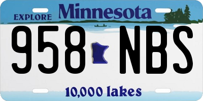 MN license plate 958NBS