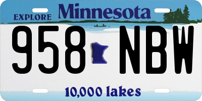 MN license plate 958NBW