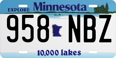 MN license plate 958NBZ