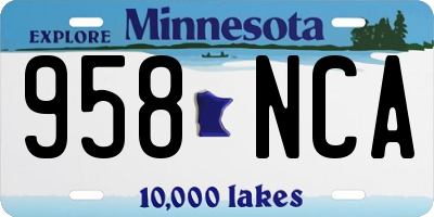 MN license plate 958NCA