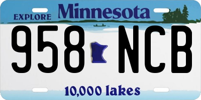 MN license plate 958NCB