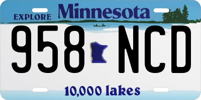 MN license plate 958NCD