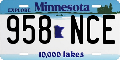 MN license plate 958NCE