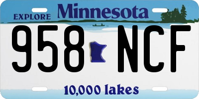 MN license plate 958NCF