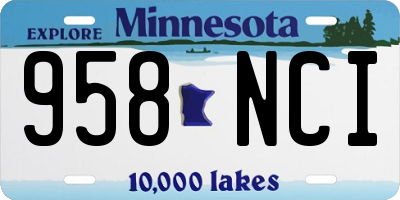 MN license plate 958NCI