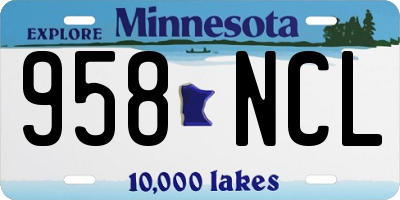 MN license plate 958NCL