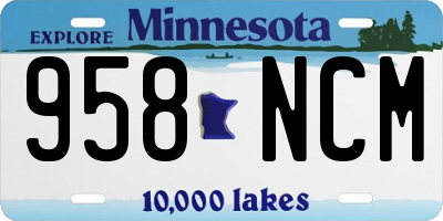MN license plate 958NCM