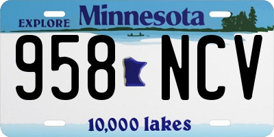 MN license plate 958NCV