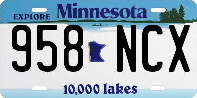 MN license plate 958NCX