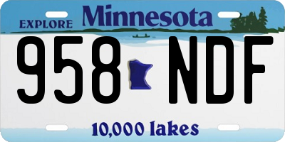 MN license plate 958NDF