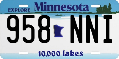 MN license plate 958NNI