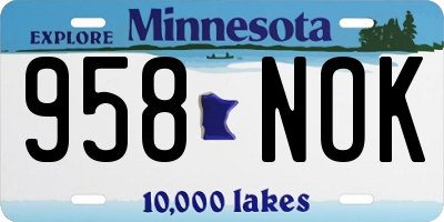 MN license plate 958NOK