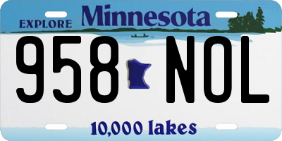 MN license plate 958NOL