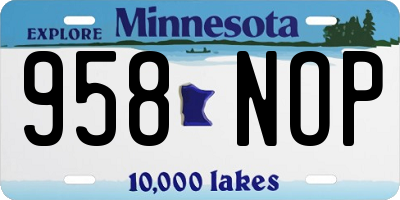 MN license plate 958NOP