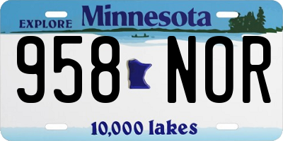 MN license plate 958NOR