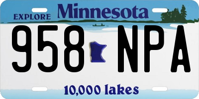 MN license plate 958NPA