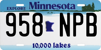 MN license plate 958NPB