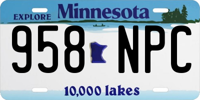 MN license plate 958NPC