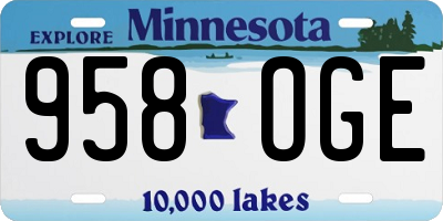 MN license plate 958OGE