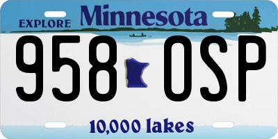 MN license plate 958OSP