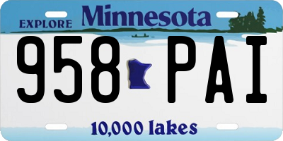 MN license plate 958PAI