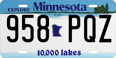MN license plate 958PQZ