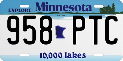MN license plate 958PTC