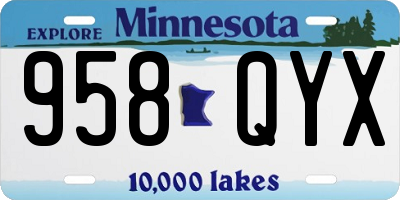 MN license plate 958QYX