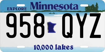 MN license plate 958QYZ