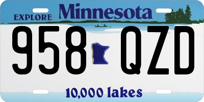 MN license plate 958QZD