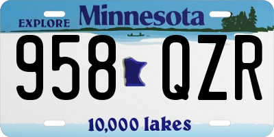 MN license plate 958QZR