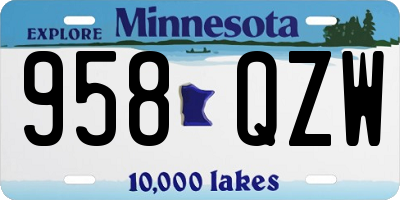 MN license plate 958QZW