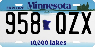 MN license plate 958QZX